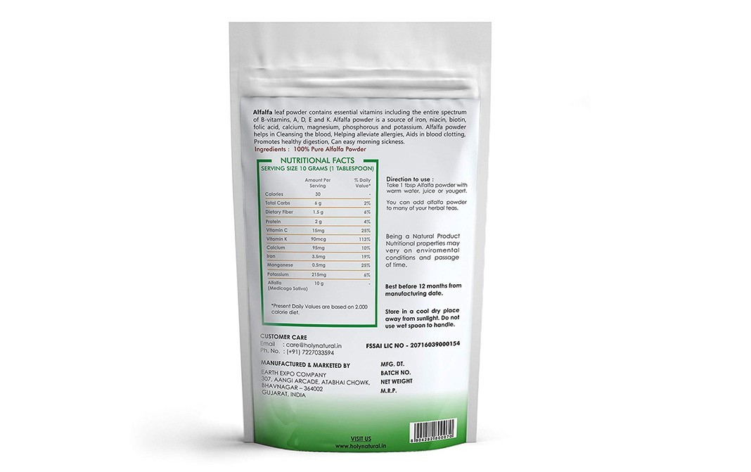 Holy Natural Alfalfa Powder    Pack  200 grams